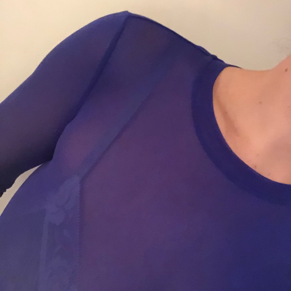 2018 Diane Von Furstenberg Sheer Royal Blue Top